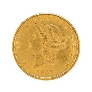A United States 1907 Liberty Head $20 Gold Coin