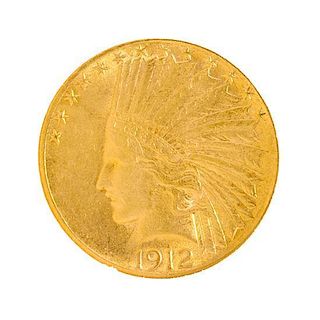 A United States 1912-S Indian Head $10 Gold Coin