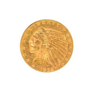 A United States 1929 Indian Head $2.50 Gold Coin
