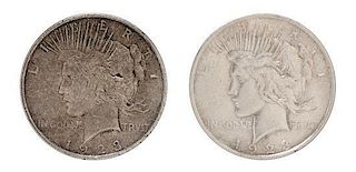 A Pair of United States 1923 Peace Silver Dollars