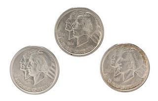 A Set of Three United States 1936 Arkansas Centennial Half-Dollar Coins