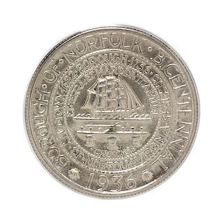 A United States 1936 Norfolk Bicentennial Commemorative Half-Dollar