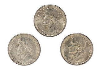 A Set of Three United States 1938 Daniel Boone Commemorative Half-Dollar Coins