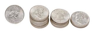 A Group of Twenty United States 1955 Benjamin Franklin Half Dollars