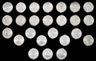 A Group of Twenty-Five United States Silver Eagle $1 Coins