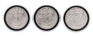 A Group of Three United States Silver Eagle Coins