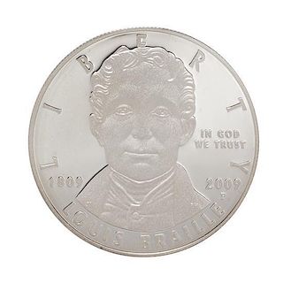 A United States 2009 Louis Braille Bicentennial Commemorative Silver Dollar