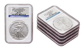 A Group of Four United States 2011 Silver Eagle Five-Coin Sets