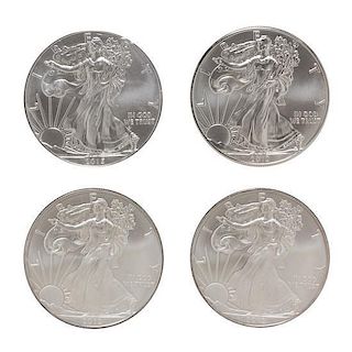 A Group of Four United States Silver Eagle $1 Coins