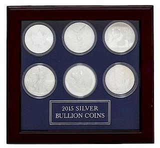 A Set of Six 2015 1 Ounce Silver Rounds
