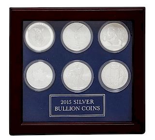A Set of Six 2015 1 Ounce Silver Rounds