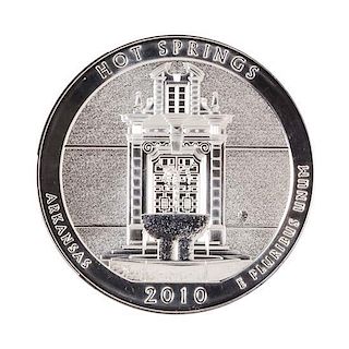 A Pair of 2010 Hot Springs, AK Commemorative Early Release 5 oz. Silver Rounds