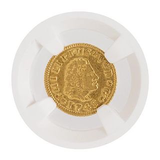A Spanish 1745S Philip V Gold 1/2 Escudo