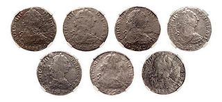 A Group of Seven Spanish El Cazador Shipwreck 8 Real Silver Coins
