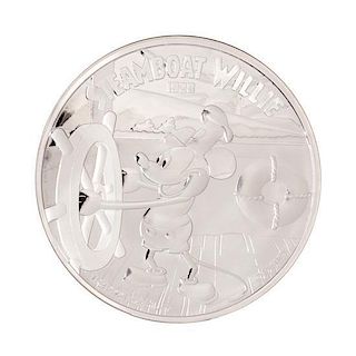 A Niue Mint 2015 Disney Steamboat Willie Commemorative Early Strike 1 Kilo $100 Silver Round