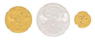 A Set of Three Niue Mint 2013 Steamboat Willie Commemorative Proof Coins