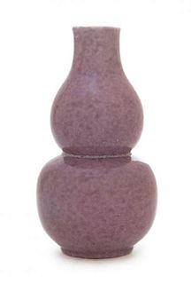 A Chinese Purple Glazed Gourd-Form Vase Height 6 1/4 inches. 淡紫釉葫芦瓶，19世紀，高6.25英吋