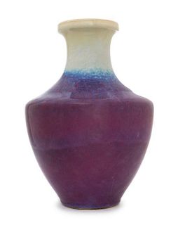 A Flambe Porcelain Vase Height 15 1/4 inches. 窯變釉瓶，高15.25英吋
