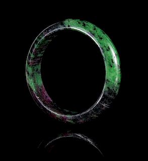 A Ruby and Zoisite Bangle Diameter of 3 inches.