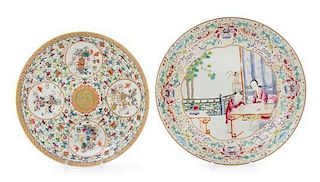 Two Famille Rose Porcelain Plates Diameter of larger 10 3/4 inches. 粉彩盤兩件，較大直徑10.75英吋