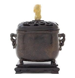 A Bronze Covered Censer Height 7 1/4 inches. 銅香爐，高7.25英吋