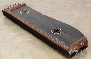 Painted pine zither, ca. 1900