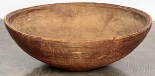 Large turned wood bowl, 19th c.