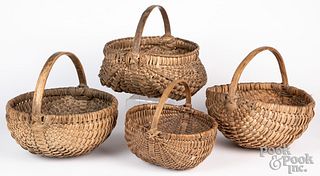 Four splint gathering baskets, 19th c.,