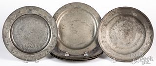 Seven pewter plates, 19th c.