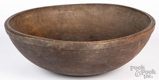 Large turned wood bowl, 19th c.