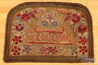 Hooked Welcome rug, 19th c.