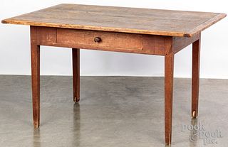 Unusual stained cherry and walnut work table