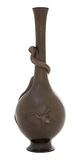 A Bronze Bottle Vase Height 10 1/2 inches.