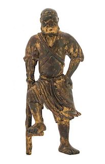 A Gilt Wood Figure of an Immortal Height 10 inches.