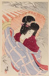 * Ito Shinsui, (1898-1972), Fubuki (Snowstorm) from Gendai bijinshu dai nishu (Modern beauties--second series), December 1932