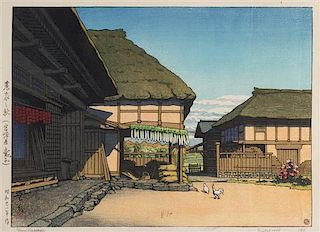 * Kawase Hasui, (1883-1957), Matsubara Lake, dated 1941; Nissaka on the Tokaido Road, dated 1942; Cloudy Day in Mito, dated 1946