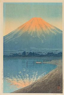 * Kawase Hasui, (1883-1957), Dawn at Lake Yamanaka, dated August 1931