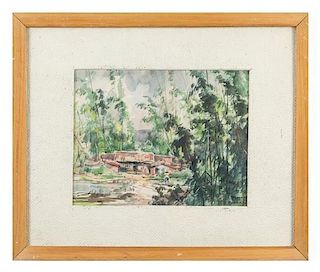 Ran In-Ting (Lan Yinding), (1903-1979), Formosa 藍蔭鼎，山水，設色紙本，鏡片，高9.25x寬12英吋
