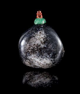 A Black Jade Snuff Bottle Height 2 1/4 inches. 黑玉鼻煙壺，高2.25英吋