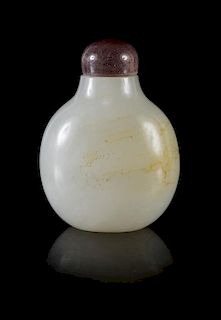 * A White Jade Snuff Bottle Height 3 inches. 白玉鼻煙壺，高3英吋