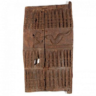 Mali, Dogon Two Panel Relief Carved Wooden Door