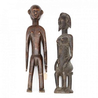 Two Bambara Carved Wooden Figures