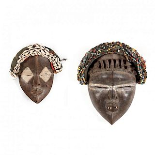 Liberia, Two Kran Bead-Decorated Masks