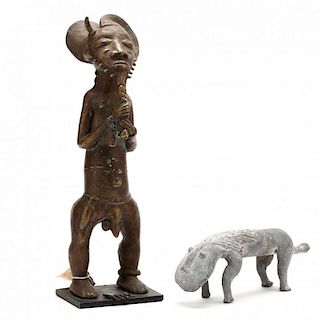 Ivory Coast, Two Baule Cast Figural Sculptures