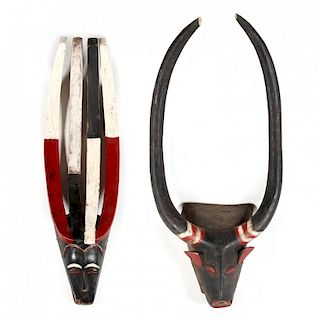 Ivory Coast, Two Baule Guro Animal Masks