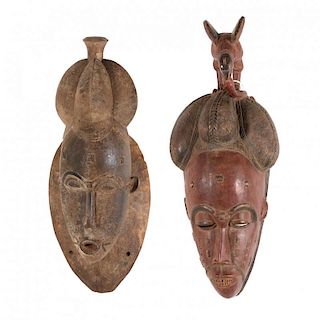 Ivory Coast, Two Baule Guro Masks