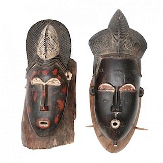 Two Painted Ivory Coast Baule Guro Masks