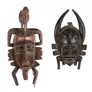 Ivory Coast, Two Senufo Kpelie Masks