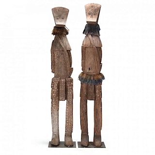 Ivory Coast or Mali, Pair of Senufo Guardian Figures