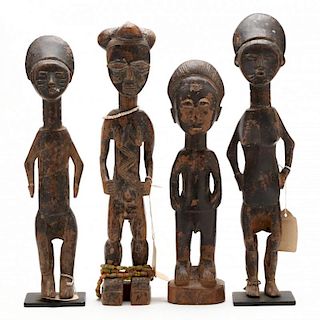 Ivory Coast or Ghana, Four Abron Ancestral Figures